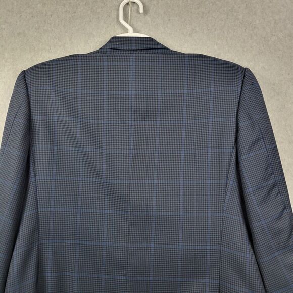 Davide Cenci 100% Wool Blue Check Rayon Lined LS Notch Suit Jacket Blazer 54R - Picture 7 of 12